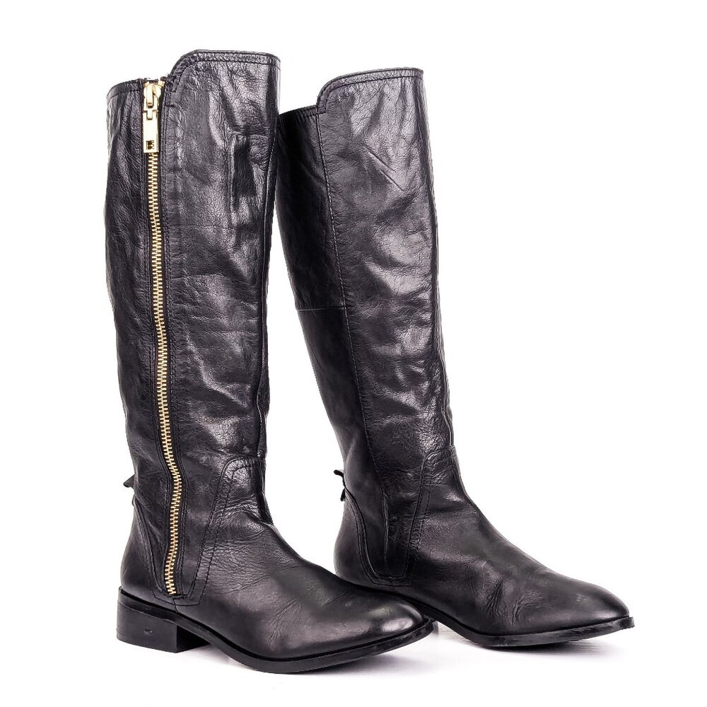 Aldo Women Black Leather Vintage Retro 90s Riding Tall Boots sz 9US EUR40